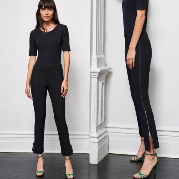 La Ligne Moto Pants Black Cropped Skinny Zip Hem Pull On Womens Size XS - Picture 1 of 8